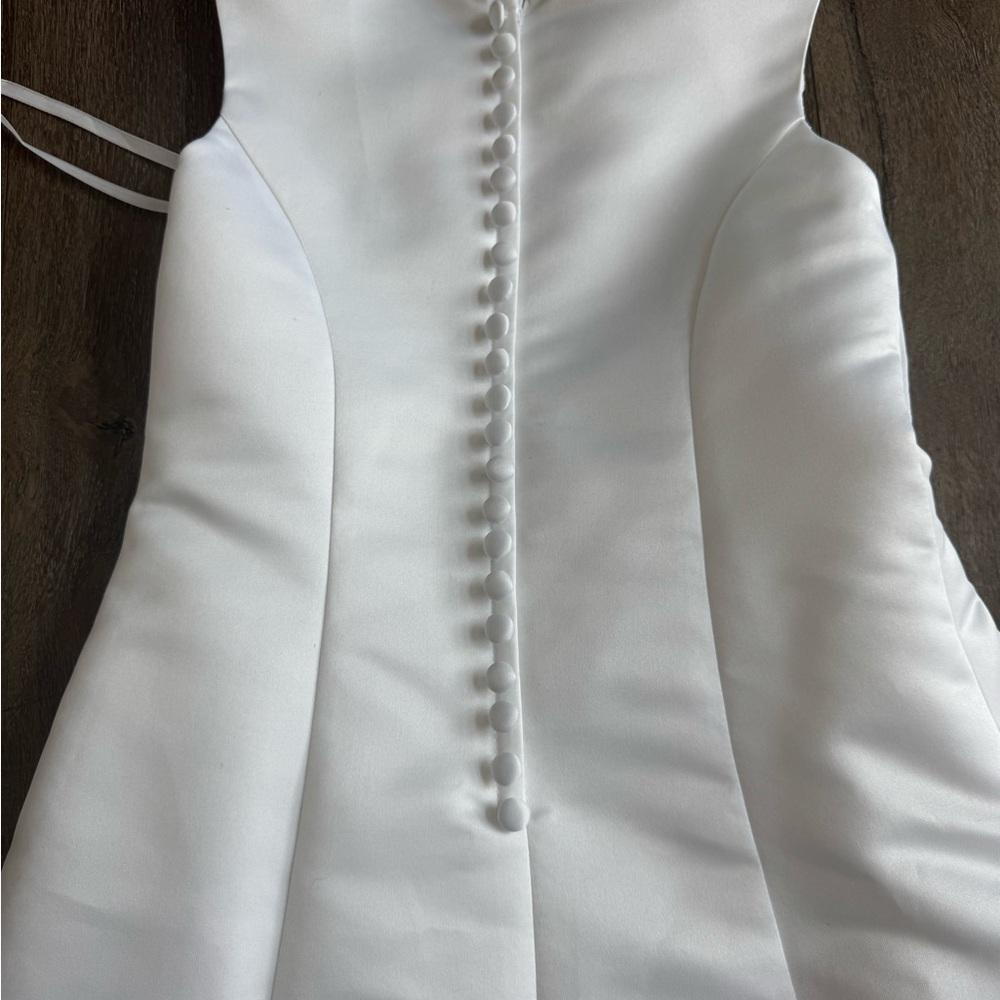 David’s Bridal Flower Girl Dress. St. Tropez brand, girls size 5.  White. - Picture 9 of 13